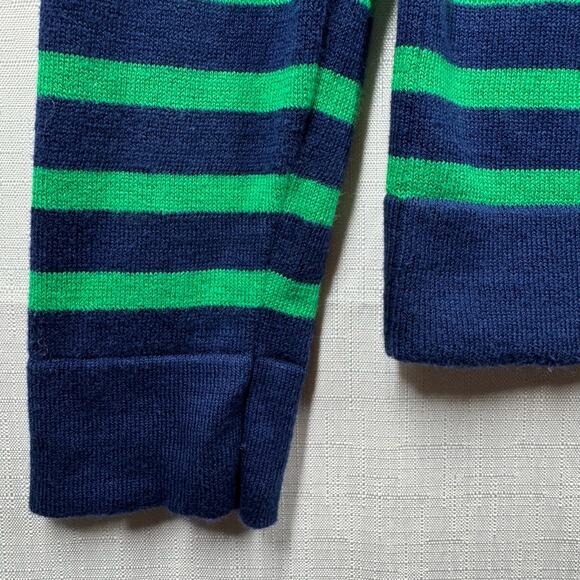 J.CREW Cotton Teddie Sweater Women's S Navy Blue Kelly Green Stripes Preppy Boat - Picture 5 of 12